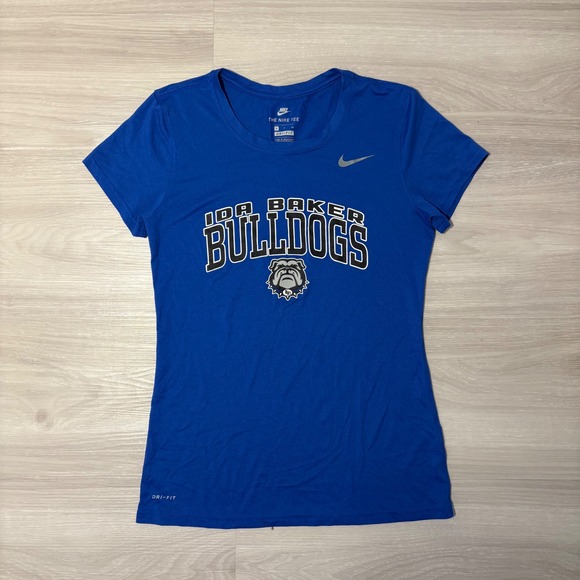Nike T Shirt Womens Dri FIT Ida Baker Bulldogs Blue Size S Athletic - Picture 1 of 15